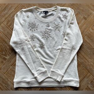 Talbots Embellished Snowflake Crewneck Sweatshirt